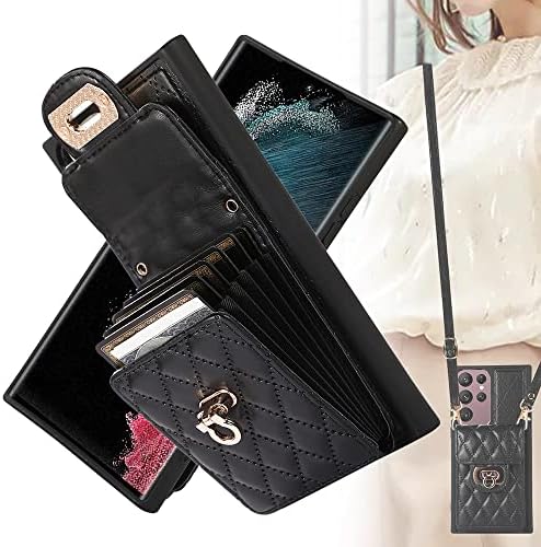 KUDEX za Galaxy S23 Ultra Crossbody torbica za novčanik, kožna futrola za telefon sa uklonjivom trakom za traku sa kreditnom karticom