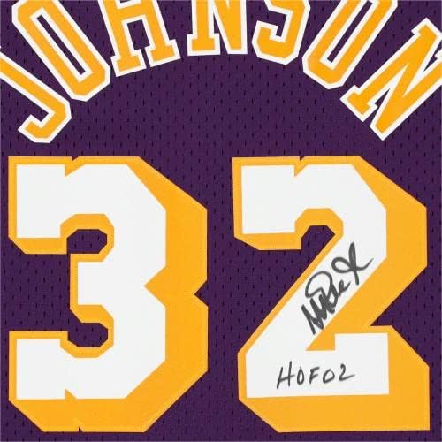 Čaroby Johnson Los Angeles Lakers Autografirao je ljubičasta Mitchell & Ness Tvrdo drvo Klasika Swingman Jersey sa Hof natpisom -
