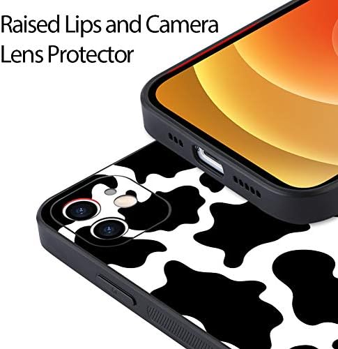 Ziye Kompatibilan sa iPhone 12 Case Cow Print sa zaštitnim poklopcem za objektiv fotoaparata za žene za žene, hard PC stražnji zavoj