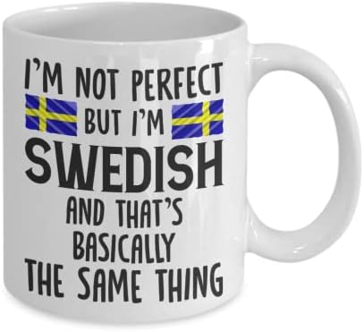 Funny švedski poklon / nisam savršen, ali sam Švedska šolja za kafu | ideja za poklon za švedske muškarce i žene / smiješni švedski