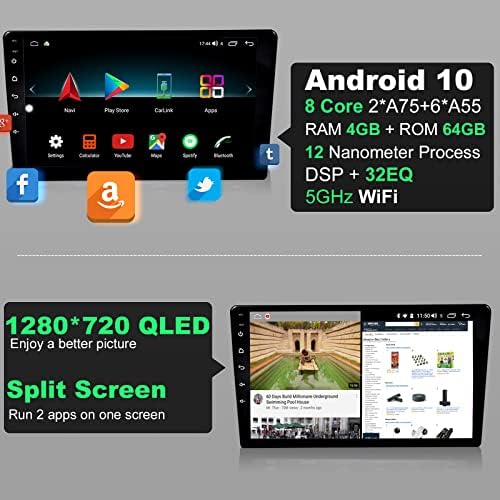 IMIR Wireless Carplay Android Auto-Car Stereo za Jeep Wrangler 2011-2014, 4GB + 64GB Android Car radio sa livenim stražnjim dizalicama sigurnosne kopije kamera 10 QEDIO dodirni ekran AM / FM WiFi dual bluetooth GPS navigacija