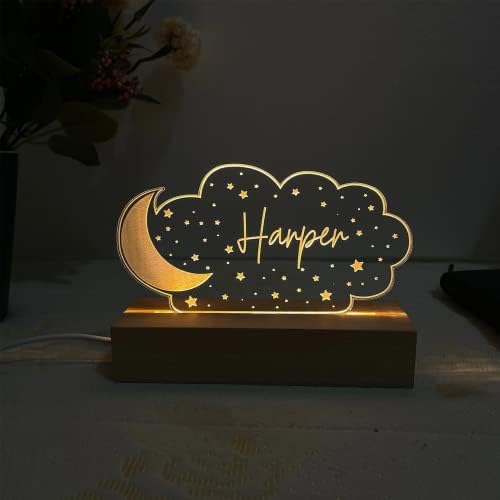 KAPJHRX personalizovano noćno svetlo sa Mesecom & Stars Nursery Decor dečija soba Decor dečija soba dekor pokloni za novorođenčad