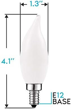 LUXRITE LED luster sijalice, E12 LED sijalica sa mogućnošću zatamnjivanja, 40 Watt ekvivalent, 2700k topla bijela, mat LED kandelabra