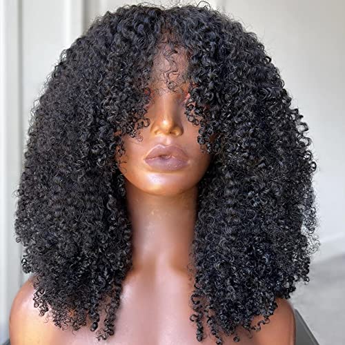 Puna 200 gustina Afro Kinky kovrčava perika od ljudske kose sa šiškama brazilske Djevičanske Afro perike za crne žene mašinsko napravljeno