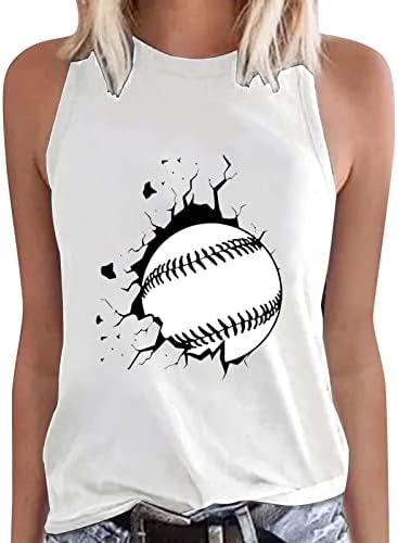 Miashui Adventure Tops womens Summer Casual Baseball Print Tank Top rukav okrugli vrat prsluk Top Active Crop Pack