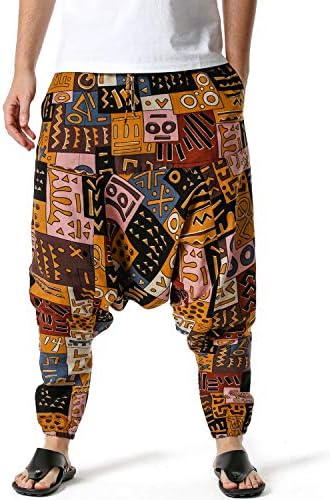 LucMatton muške Casual retro stil Print Jogger pantalone sa elastičnim strukom