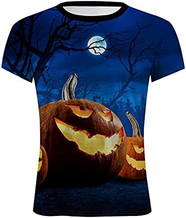 XXBR Halloween Jack-O-Lanterne majice za muške, smiješno 3D bundeve tiskane okrugli vrat Tee vrhovi Atletska casual majica Pad kasnog