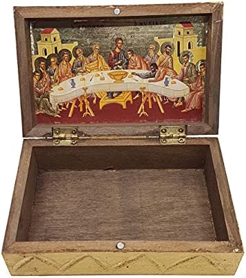 Kutija sa drvenim zlatnim tamjama sa vizantijskom pravoslavnom hagiografijom posljednje večere