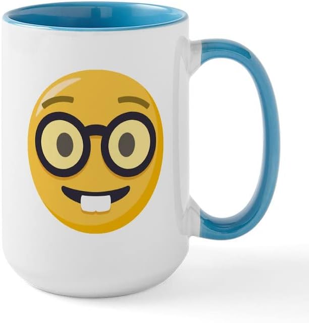 Cafepress Nerd Face Emoji keramička šalica za kavu, čaj za čaj 15 oz