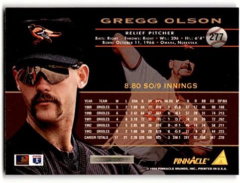 1994 Pinnacle 277 Gregg Olson NM bejzbol kartica