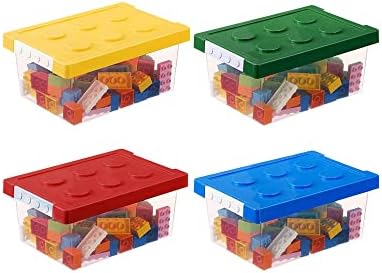 Momoova kuća plastična pohranu Organizator kutija sa poklopcima u obliku opeke - set od 4 organizatora za smeće Bin Clear, mali