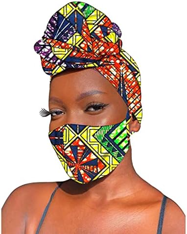 African Headwraps and Mask 2 Piece Set Ankara Print Cotton Headband Bandana Marama maska Match Print vosak pamuk tradicionalni