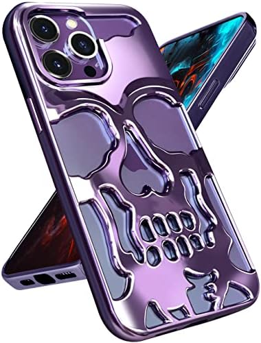 Lotadilo za iPhone 14 Pro Max Telefon futrola za muškarce, Hladna skeleta lobanja Smiješna gotička šuplja Halloween futrole za dječake,