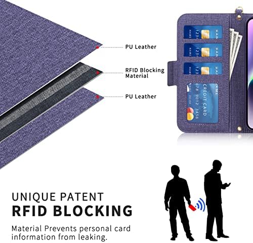 Skycase torbica za novčanik kompatibilna za iPhone 14 6.1, [podržava Magsafe punjenje] Flip Folio torbica za novčanik sa RFID blokirajućim