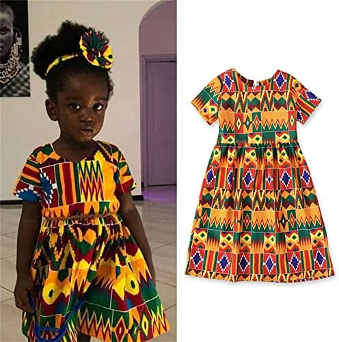TODDLER Djevojka za djecu dizajnirana ugodna haljina afričke princeze 0 do 5 godina kratki rukav mastan teksturi